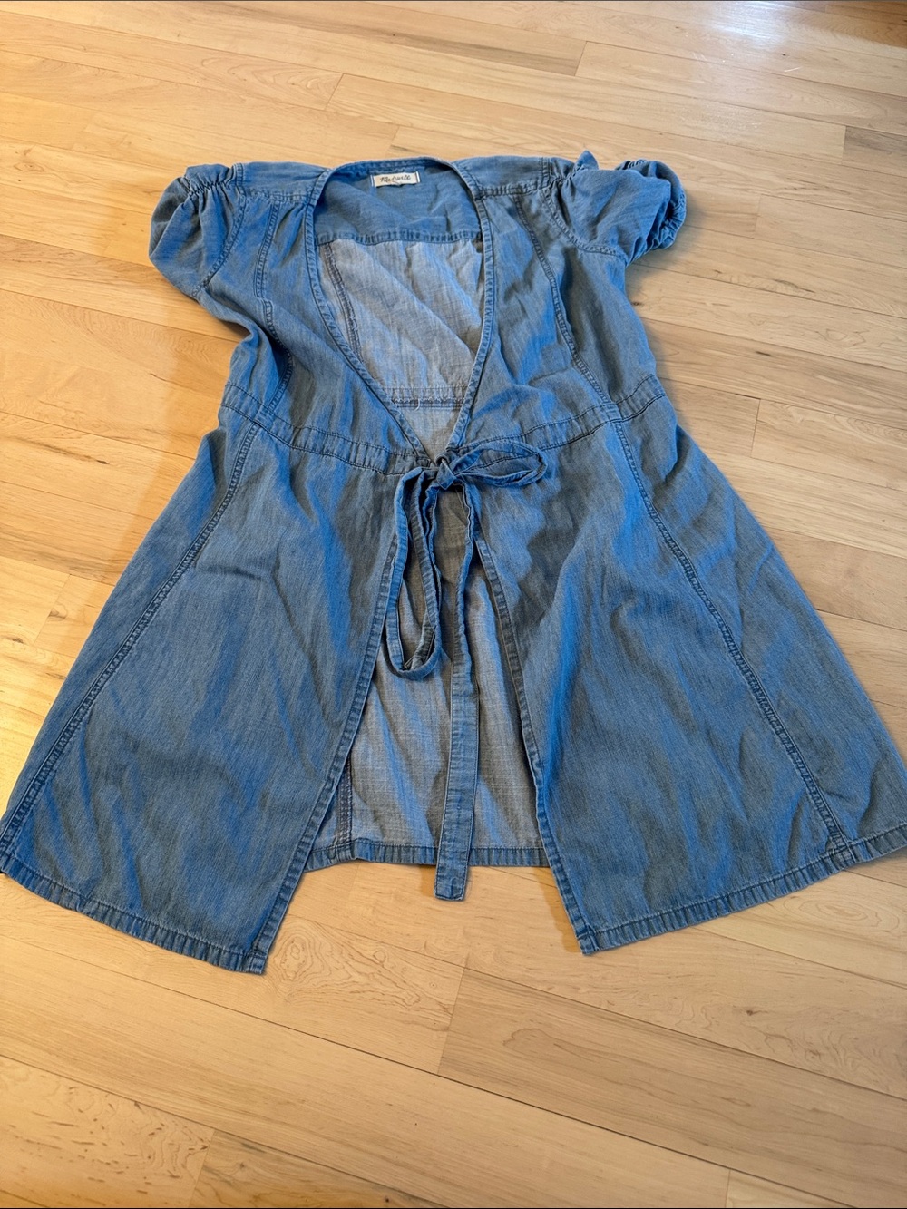 Madewell Denim Open Front Dress Layer-Tie Front-Cotton Blend-Western-Boho-S